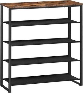 HOOBRO Schuhregal, 5-stufige Schuhablage, Schuhschrank mit 4 Oxford-Stoffebenen
