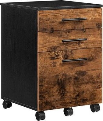 HOOBRO Rollcontainer, Rollen Aktenschrank mit 3 Schubladen, mobiler Büroschrank