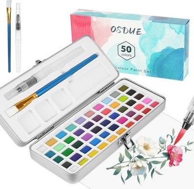 OSDUE Aquarellfarben Set, 50 Farben Gouache Farben Set, Aquarell Farbkasten