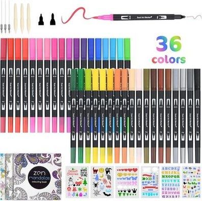 Vicloon Dual Brush Pen Set, 36 Farben Filzstifte Dicke und Dünne, Pinselstift
