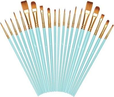 Vicloon 20x Pinselset, Nylon Pinsel, Künstlerpinsel, Hochwertige Pinsel Hellblau
