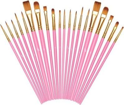 Vicloon 20 Stück Pinselset Nylon Pinsel, Künstlerpinsel, Hochwertige Pinsel Rosa
