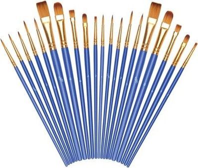Vicloon 20 Stück Pinselset Nylon Pinsel, Künstlerpinsel, Hochwertige Pinsel Blau