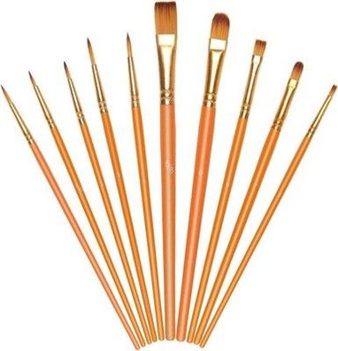 Vicloon Nylon Pinsel, 10x Künstlerpinsel, Pinselset-Malen für Aquarell Orange