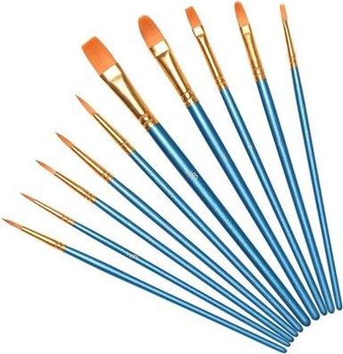 Vicloon Nylon Pinsel, 10 Stück Künstlerpinsel, Pinselset-Malen für Aquarell Blau