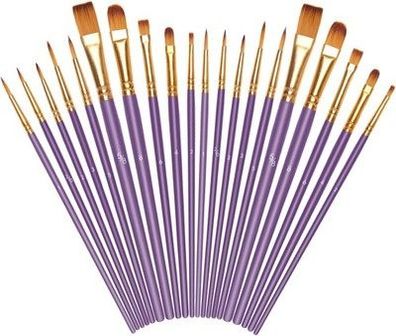 Vicloon 20 Stück Pinselset, Nylon Pinsel, Künstlerpinsel, Hochwertig, in Lila