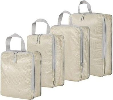 4-teiliges Kompressions-Verpackungswürfel-Set für Koffer, Organizer (Beige)