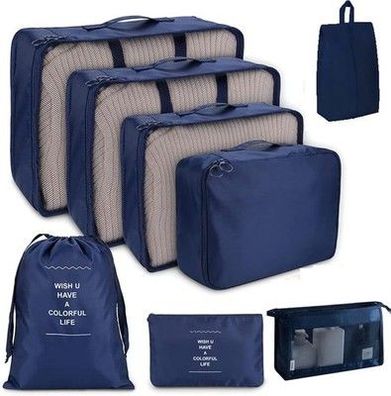 Reise-Verpackungswürfel, 8-teiliges Set Reisewürfel, faltbar, in Marineblau