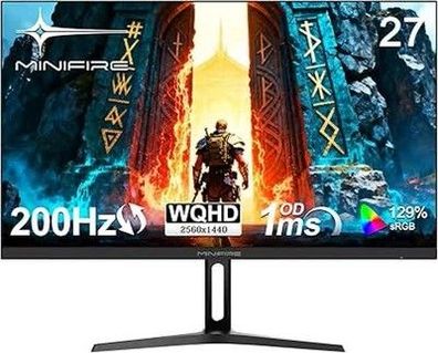 Minifire Gaming Monitor 27 Zoll, WQHD (2560×1440p) 200Hz 1ms(OD) Bildschirm