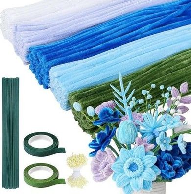 Pfeifenputzer zum Basteln Blumen 500 Stk Pfeifenreiniger Blumen 5 Farben, bunt