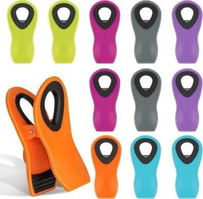 AUAUY 12 Stück Verschlussklammern, Snack Bag Clips mit Magnetrücken, ABS Klips