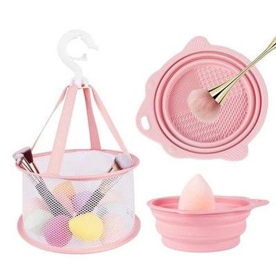 AUAUY 2 Stück Make up Pinsel Reinigung Satz, Silikon Make up Pinsel und Schwamm