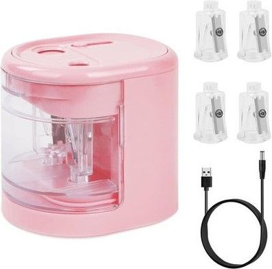 AUAUY Elektrischer Bleistiftspitzer für Kinder, Batterie und USB Zwei Mode, rosa