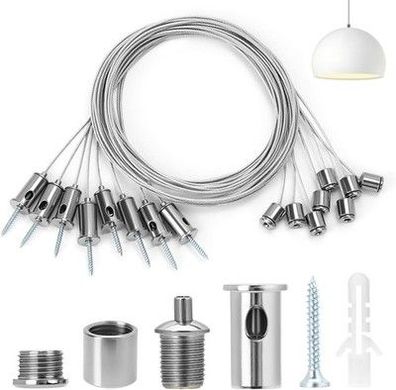 QWORK® 8 Stück Seilaufhängung Einbauset,1.5mm x 1.5m, Edelstahl Decke Ohrstecker