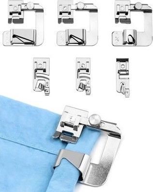 QWORK® 6 Stücke Nähfüße für Nähmaschine Rollsaumß: 3 für schmale (3/4/6 mm)