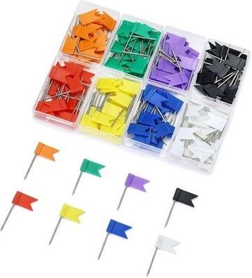 QWORK 160 Stück Fahnennadeln Bunt Markierfähnchen Pinnnadeln für Pinnwand