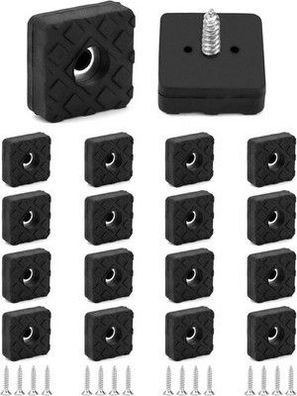 QWORK® 18 Stück Quadratisch Gummifüße Schraubbar 22x22x9 mm, Anti-Rutsch Puffer