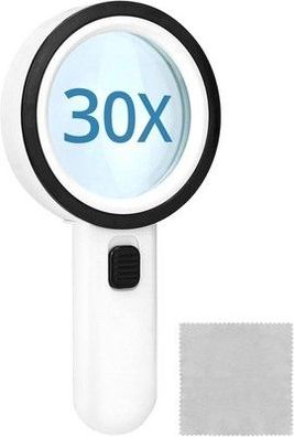 QWORK® Lupe mit 12 Led Licht, 30X Handlupe Leselupe, leselupe mit licht, Lupe