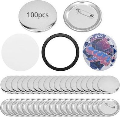 QWORK 100x Metall Buttonrohlinge Sicherheitsnadel - 58mm Zubehör Buttonmaschine