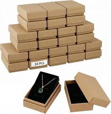 QWORK® 24 Stück Klein Kraft Braune Schmuckschatullen 8x5x3 cm - Pappschachteln