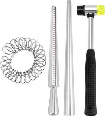 QWORK® 4 Stück Ringgrößenwerkzeug, Ringmesser Messen, Gummihammer, Werkzeug