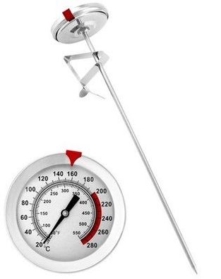 QWORK® 304 Edelstahl Frittierthermometer Grillthermometer 290°C/550°F mit 23cm