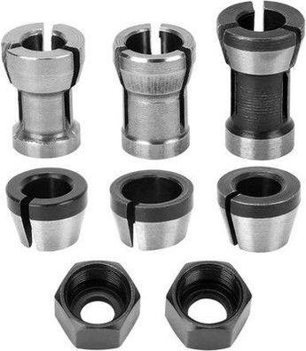QWORK® 6 Stück Oberfräsen-Spannzangenfutter-Set, Kohlenstoffstahl, Hochpräzise