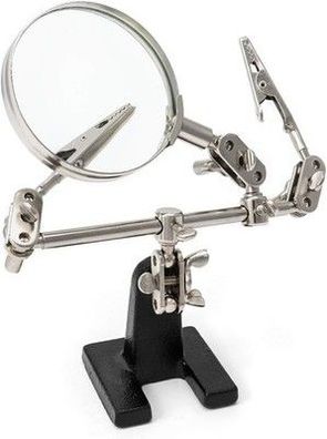 QWORK® Dritte Hand Lupe mit Klemmen, verstellbare 5-fache Vergrößerung Basteln