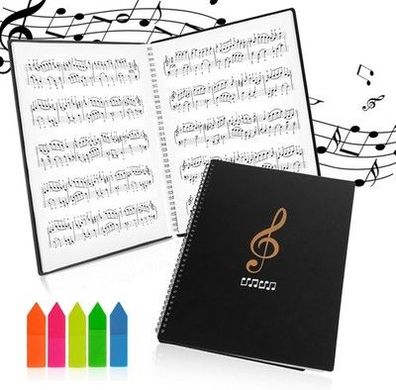 AUAUY Notenmappe für Notenblätter, Mappe für Notenblätter 30 Taschen, A4 Größe