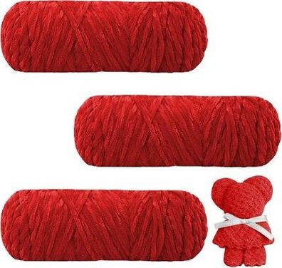 AUAUY Samtig Babywolle Samt Wolle 300g (3×100g), Samt Chenille Garn Zum Stricken