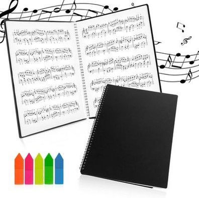 AUAUY Notenmappe für Notenblätter, Mappe für Notenblätter 60 Taschen, A4 Größe