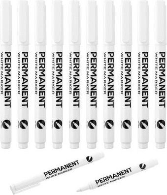 AUAUY Permanent Marker, 10x Acrylmalstifte Weiß, Wasserfeste und, 1-2 mm Tip