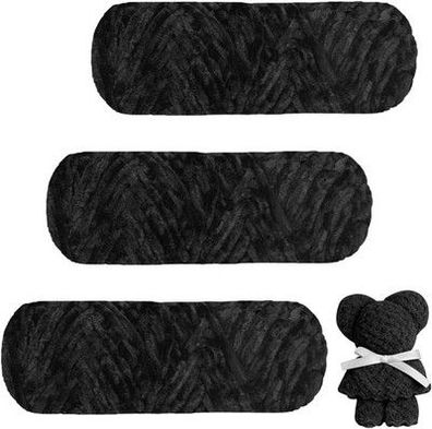 AUAUY Samtig Babywolle, Samt Wolle 300g (3×100g), Samt Chenille Garn, Schwarz