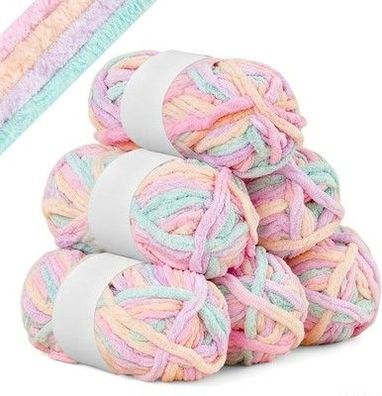 AUAUY Samtig Babywolle, Samt Wolle 300g (6×50g), Samt Chenille Garn Kuschelweich