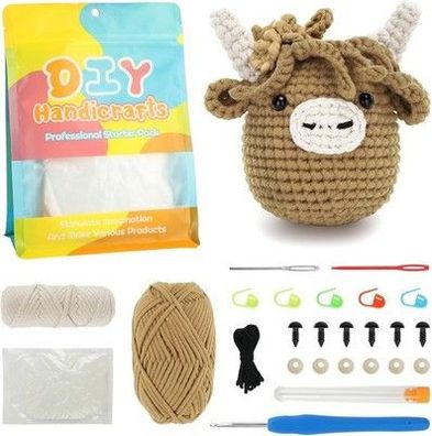 AUAUY Häkelset, Tierhäkelarbeit Häkelpaket für Anfänger, Tier Häkelpaket, DIY