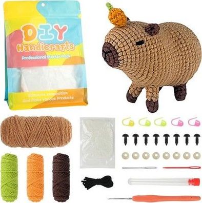 AUAUY Capybara Häkelset für Anfänger, Capybara Stricken für Anfänger Set, DIY