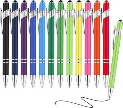 AUAUY 12x Kugelschreiber, 2 in 1 Soft-Touch-Kugelschreiber Druckkugelschreiber
