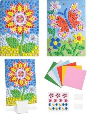 AUAUY Mosaik-Set Kinder, Sonnenblume+Schmetterling Sticky DIY Diamanten Mosaike
