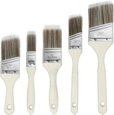 Ainiv Flachpinsel-Set 5-teilig, Malerpinsel Set mit Holzgriff, Pinselset DIY