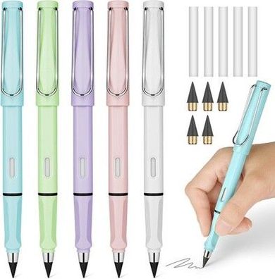 Ainiv 5x Tintenlose Bleistifte, Infinity Pencil mit 5 Radiergummi & Wechselkopf
