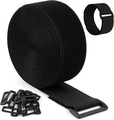 Ainiv 5m Klettband mit 15 Schnalle, Klettverschluss Band, 50mm Breit Klettbänder