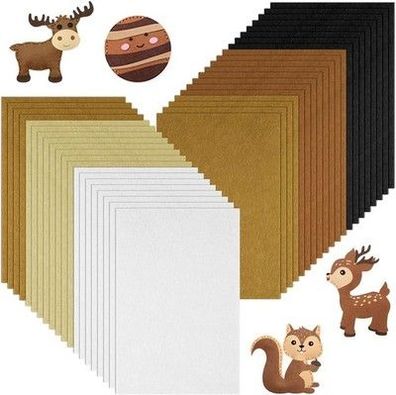 Ainiv Filz 40 Stk Bastelfilz, Filz zum Basteln 20X30cm, Brauntöne Filzstoff, DIY