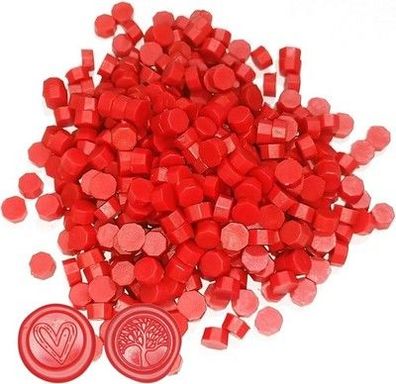 Wachs Achteckig Wachssiegel Stempel, 500 Stück siegelwachs Perlen, Großes Rot