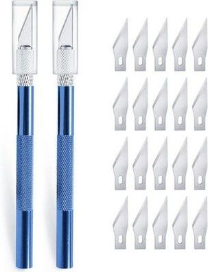 2 Stück Cutter für DIY Art Work Cutting, Skalpell mit 20 Ersatzklingen, in Blau