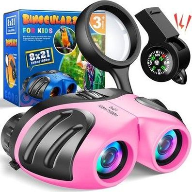 Dislocati 8x21 Kinder Fernglas Für Mädchen, Spielzeug Geschenke Mädchen, in Rosa