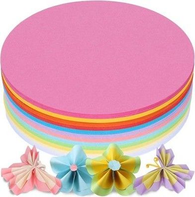 Vgoodall 200 Blatt Origami Papier Rund, 15cm Faltpapier Rund Farbiger Karton