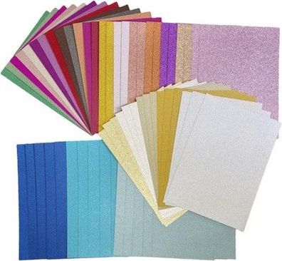 Glitzerpapier zum Basteln, 57 Blatt A4 28 Farben 250g/m² Glitzer Kartonpapier