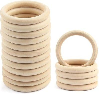Holzringe, 20 Stück Makramee Holzring Hölzern, 80MM, Holz Ringe, Holzringe