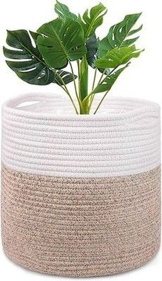 Tenn Well 30cm Blumentopf mit Einsatz Baumwolle, Innen-Pflanzgefäß, Weiß & Khaki
