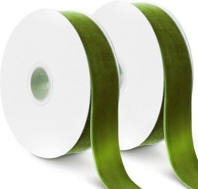 tenn well Samtband Moosgrünes, 25mm x 18m Weiches Luxuriöses Samtband, grün